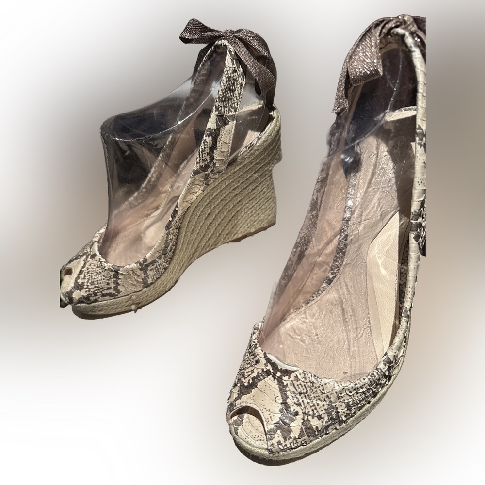 Coach Maritza Snake Espadrilles Wedge Sandals